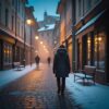 Wieczorne przechadzki w wielkich miastach zimą - spokój, blask iluminacji i wolne stoliki